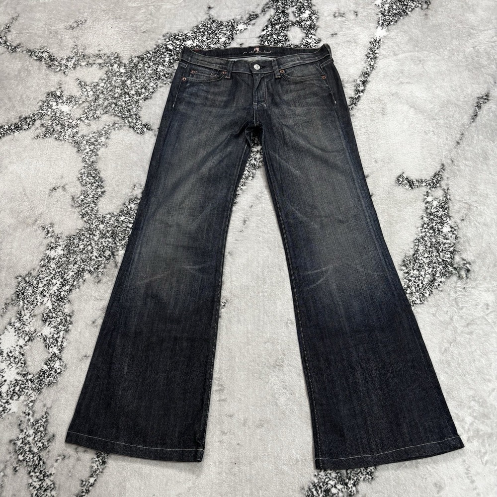 7 For All Mankind Dojo Jeans Womens Size 28 Dark Wash Flare Stretch USA